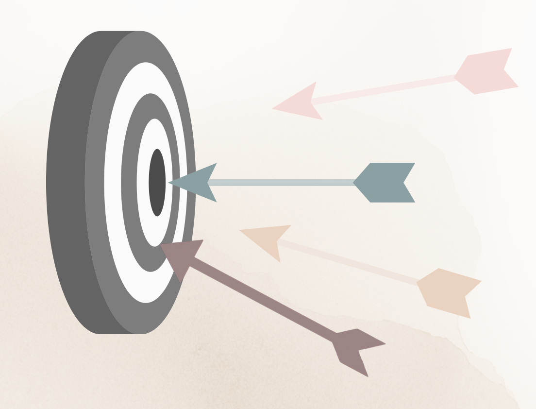 Target with arrows representing how every conversation is aimed at one of the four pillars.