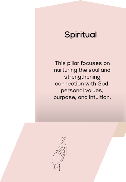 Spiritual pillar — nurturing soul and connection with God, values, purpose, and intuition.
